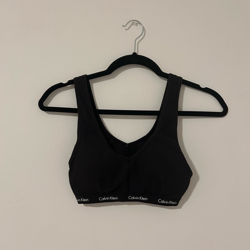 Calvin Klein Black Racerback Sports Bra with Elastic Band
